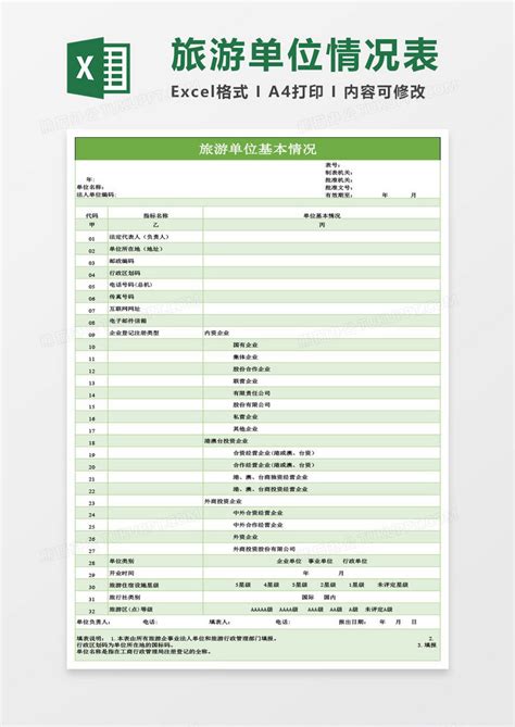 企业单位基本情况表Excel模板下载_熊猫办公