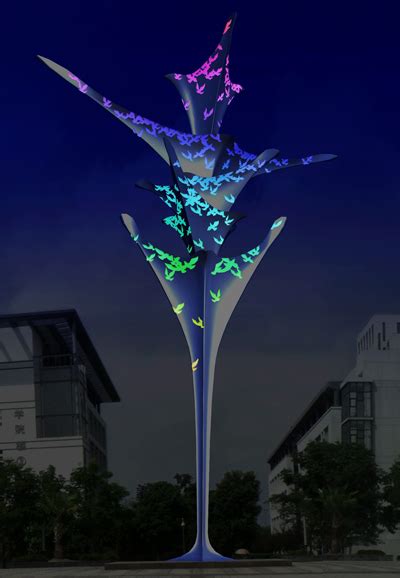 凯鸿灯光雕塑 不锈钢灯光雕塑 转动发光雕塑 城市创意雕塑