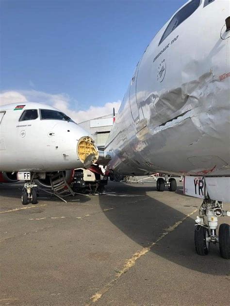 肯尼亚航空两架E190维护时相撞 飞机严重受损 · Current.VC