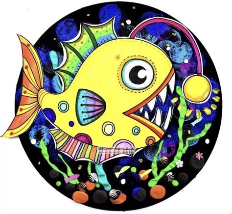 深海的灯笼鱼简笔画要怎么画_深海的灯笼鱼简笔画原创教程步骤 - 5068儿童网