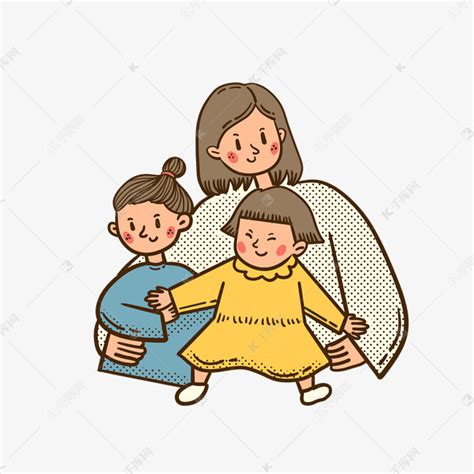 母亲节妈妈和两个孩子素材图片免费下载-千库网