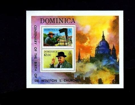 DOMINICA - 1974 - WINSTON CHURCHILL - PAINTING - "V" SIGN - MINT S ...