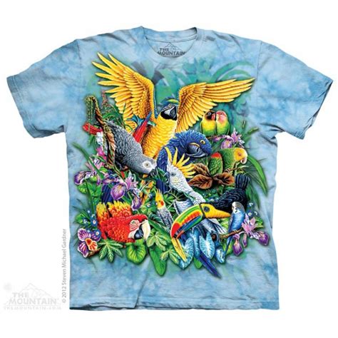 美国THE MOUNTAIN 热带鸟类男女夏装短袖猛禽飞鸟鹦鹉图案T恤3DT恤