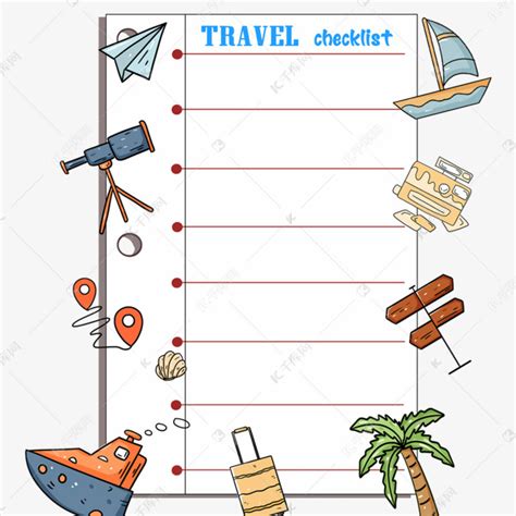 夏季旅游笔记本旅行计划旅行清单素材图片免费下载-千库网