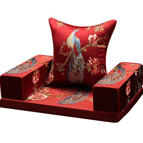中式红木沙发坐垫罗汉床五件套实木沙发垫带靠背加厚海绵四季通用_虎窝淘