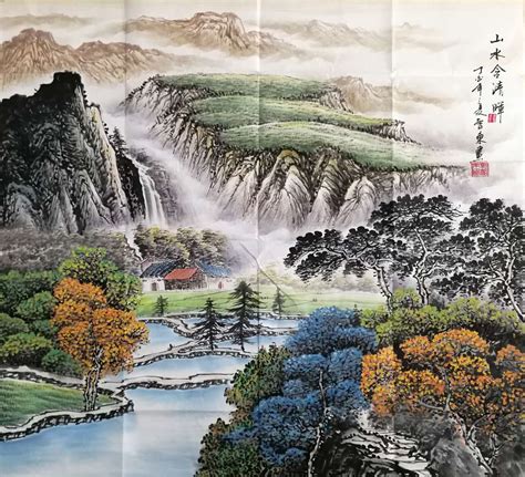 王玉东六尺竖幅山水画作品《溪山清镜》，家居装饰-【易从网】