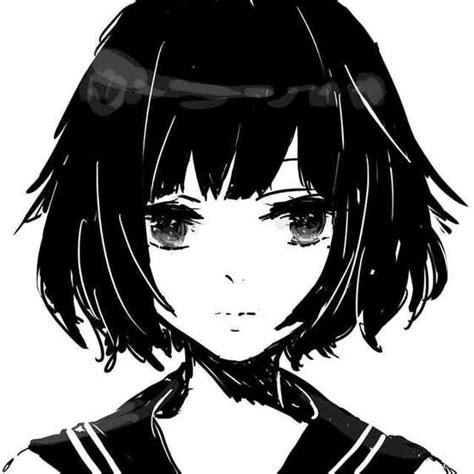 黑白短发温柔头像女生