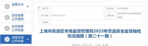 上海市嘉定区市场监督管理局2023年食品安全监督抽检情况通报（第二十一期）-中国质量新闻网