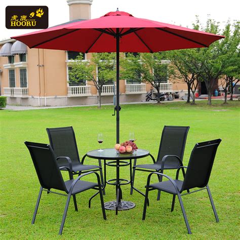 虎鹿户外桌椅藤椅五件套阳台庭院咖啡酒吧室外休闲桌椅家具伞组合
