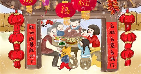 一家人吃饺子团圆插画插画图片下载-正版图片401804917-摄图网