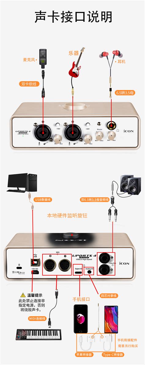 iCON ProAudio Uports4 Live USB声卡 插孔说明和驱动下载 - 热度数码商城 - （热度音频网）