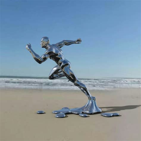 不锈钢镜面奔跑运动人物雕塑艺术品 大型标志艺术抽象家居摆件 ...