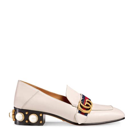 Gucci Ladies White Leather Mid-heel Loafers, Brand Size 36 (US Size 6 ...