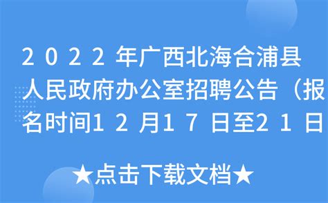 2022年广西北海合浦县人民政府办公室招聘公告（报名时间12月17日至21日）