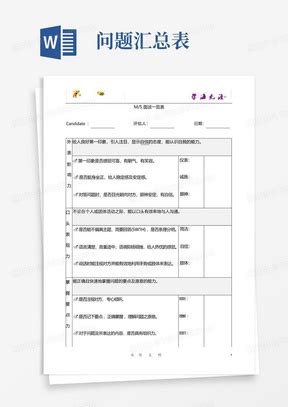 问题汇总表Word模板_问题汇总表Word模板下载_熊猫办公