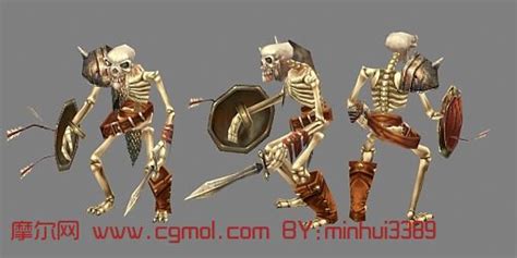 卡通带刀和盾的骷髅步兵maya模型_卡通角色模型下载-摩尔网CGMOL