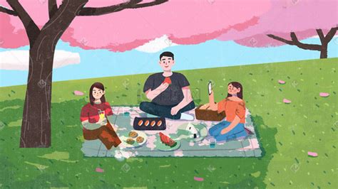 野餐的朋友人们在公园里吃健康快乐家庭户外矢量字符插图素材图片免费下载-千库网