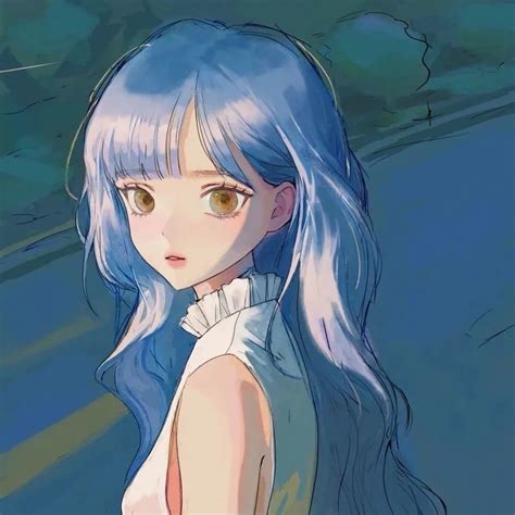 女生温柔蓝色头像卡通