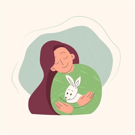 una niña abraza a un conejo. actitud cuidadosa hacia los animales ...