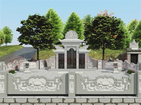 家族墓碑大型墓地设计图纸----天键石业
