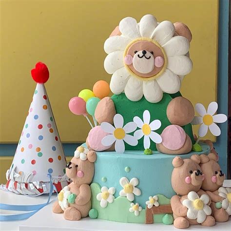 巧克力草莓小熊生日蛋糕水彩背景图片免费下载-千库网