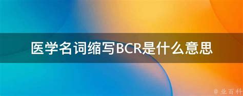 医学名词缩写BCR是什么意思 - 业百科