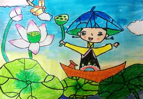 少儿书画作品-采莲子/儿童书画作品采莲子欣赏_中国少儿美术教育网