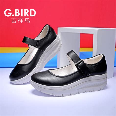 乐自夫夏季正品真皮摇摇鞋女松糕凉鞋减肥图片