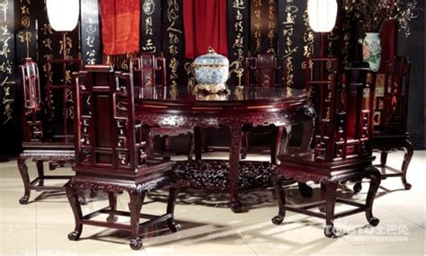 皇朝家私家具美式餐厅全实木可伸缩圆餐桌椅（一桌六椅） - 逛蠡口
