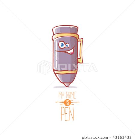 smiling cartoon pen character with eyes... - Stock Illustration ...