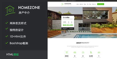 HTML5房产中介网站模板_Bootstrap响应式房地产html模板 - Homezone