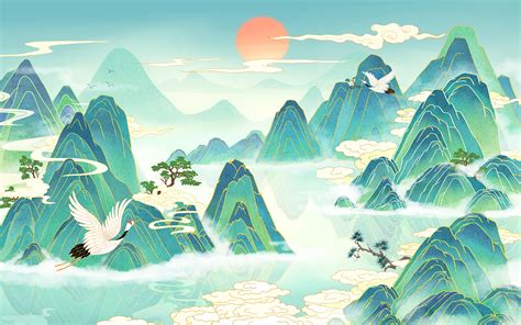 青绿山水图图片