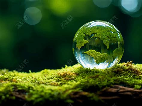 绿色草地上的透明水晶球地球概念绿色环保拯救地球环保乡村振兴ai绘画 - 觅知网