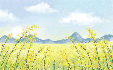 田野下雨插画-田野下雨插画设计图片素材-觅知网