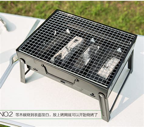 可折叠双置物台不锈钢大号烧烤炉 户外木炭烧烤炉 -阿里巴巴