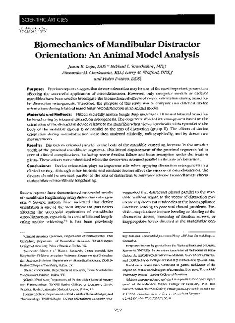 (PDF) Biomechanics of mandibular distractor orientation: An animal ...