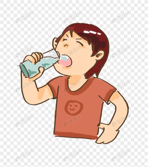 口渴喝水的小男孩元素素材下载-正版素材401476866-摄图网