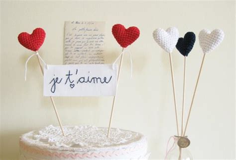 Wedding Cake Topper, Red Wedding Hearts, Je T