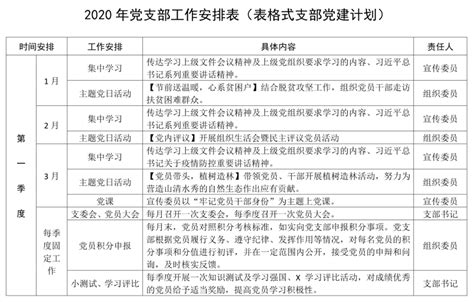 2023年度党建工作任务清单表格 | 百家文档