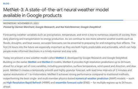 谷歌推出“先进天气预报AI”MetNet-3，号称预测结果超过传统物理模型_凤凰网