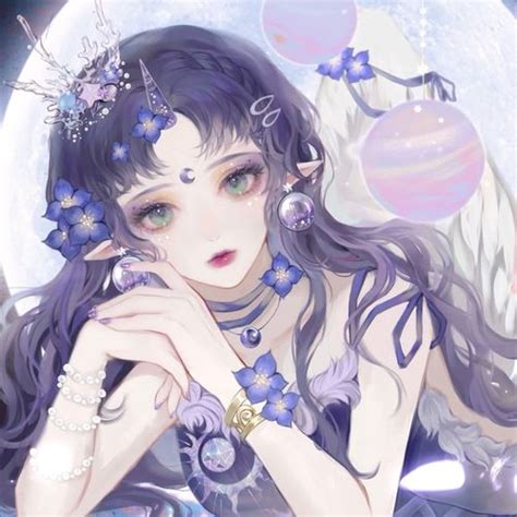温柔女生头像蓝紫色