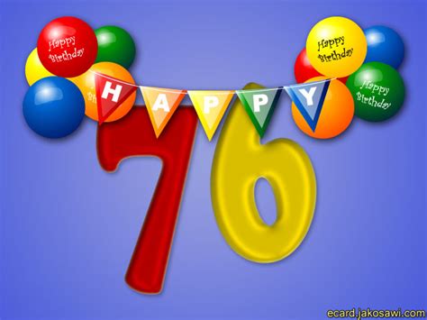 76. Geburtstag Geburtstagswünsche mit Schild und Alter auf Karte ...