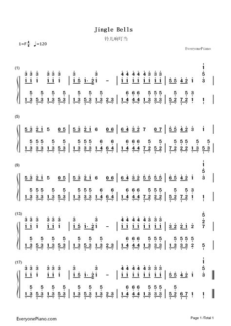 铃儿响叮当双手简谱预览-eop在线乐谱架