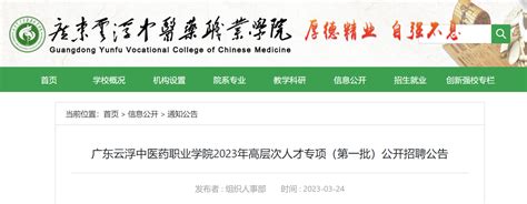 广东云浮中医药职业学院2024年人才招聘引进专区-高校人才网