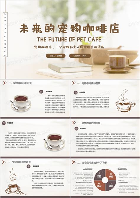 宠物咖啡店商业计划书PPT模板下载_熊猫办公