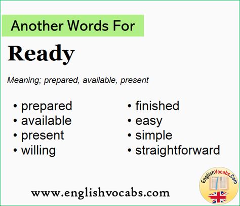 Another word for Ready, What is another word Ready - English Vocabs