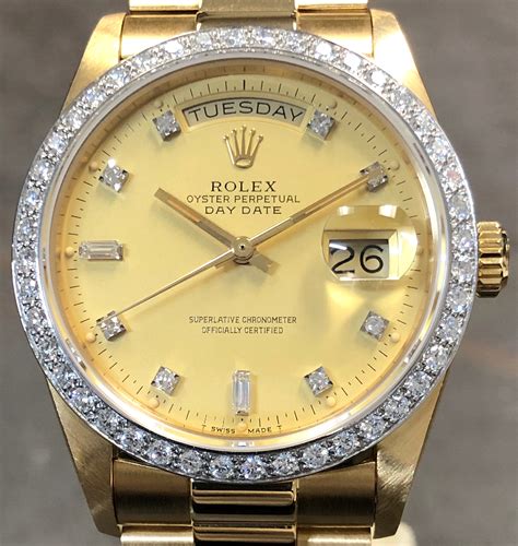 ROLEX | REF 18048/18000 DAY-DATE, A YELLOW GOLD AND DIAMOND-SET ...
