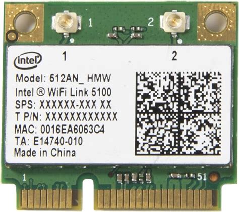 Intel WiFi Link 5100 Agn Half Hauteur PCIe Carte sans fil 802.11 a/b/g ...