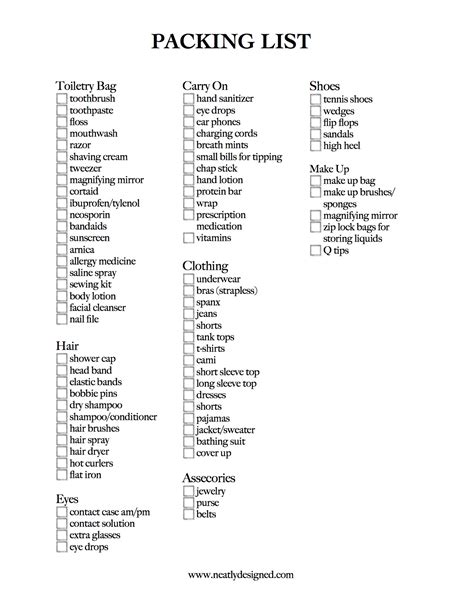 3 Free Printable Packing List Downloads Travel Packin - vrogue.co