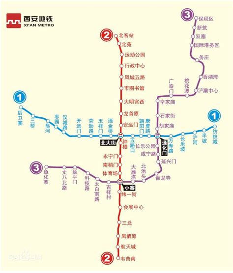 西安地铁1号线线路图（一期+二期+三期）- 西安本地宝